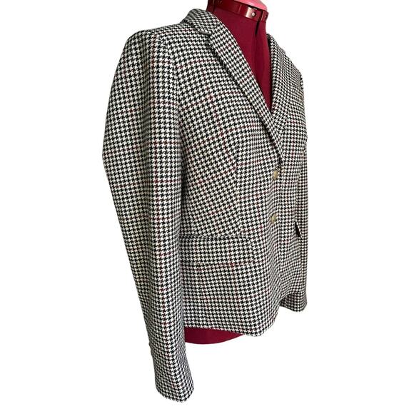 J. Crew Women’s Size Medium Wool Blend Houndstooth 2 Button Blazer - Picture 2 of 8